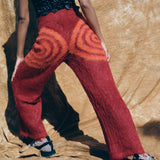 brushed wool red psychedelic spiral lounge pant