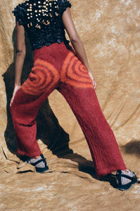 brushed wool red psychedelic spiral lounge pant