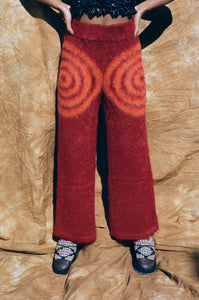 brushed wool red psychedelic spiral lounge pant