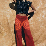 brushed wool red psychedelic spiral lounge pant