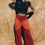 brushed wool red psychedelic spiral lounge pant