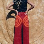 brushed wool red psychedelic spiral lounge pant