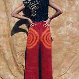 brushed wool red psychedelic spiral lounge pant