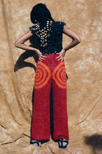 Load image into Gallery viewer, brushed wool red psychedelic spiral lounge pant