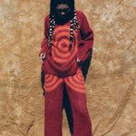 brushed wool red psychedelic spiral lounge pant