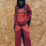 brushed wool red psychedelic spiral lounge pant