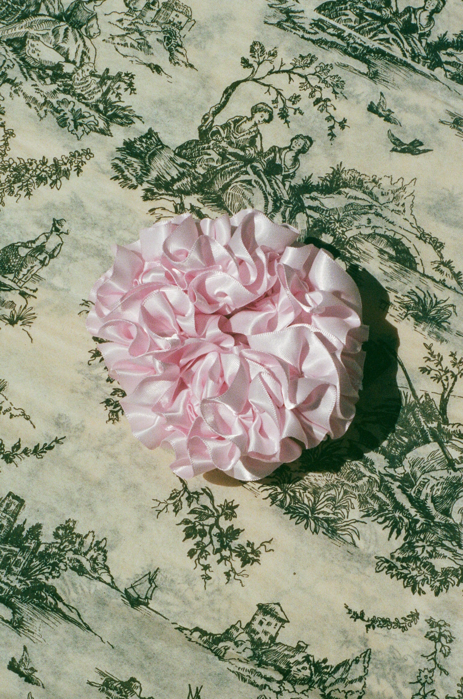 icy pink elasticated silk carnation hair scrunchie