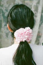 Load image into Gallery viewer, icy pink elasticated silk carnation hair scrunchie