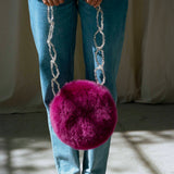 CIRCLE FUR BAG IN POMEGRANATE