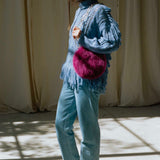 CIRCLE FUR BAG IN POMEGRANATE