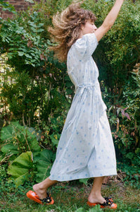 baby blue dandelion cotton folklore dress