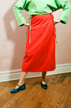 Load image into Gallery viewer, red cotton poplin A line midi skirt