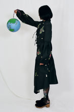 Load image into Gallery viewer, black floral cotton folklore bell sleeve top