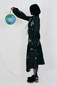 black floral cotton folklore bell sleeve top