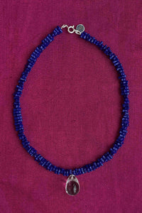 vintage Czech glass beaded blue coral necklace