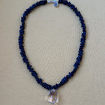 blue clear czech glass drop choker necklace