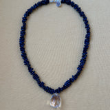 blue clear czech glass drop choker necklace