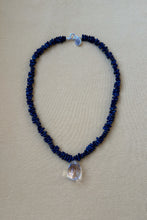 Load image into Gallery viewer, blue clear czech glass drop choker necklace