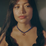 blue clear czech glass drop choker necklace
