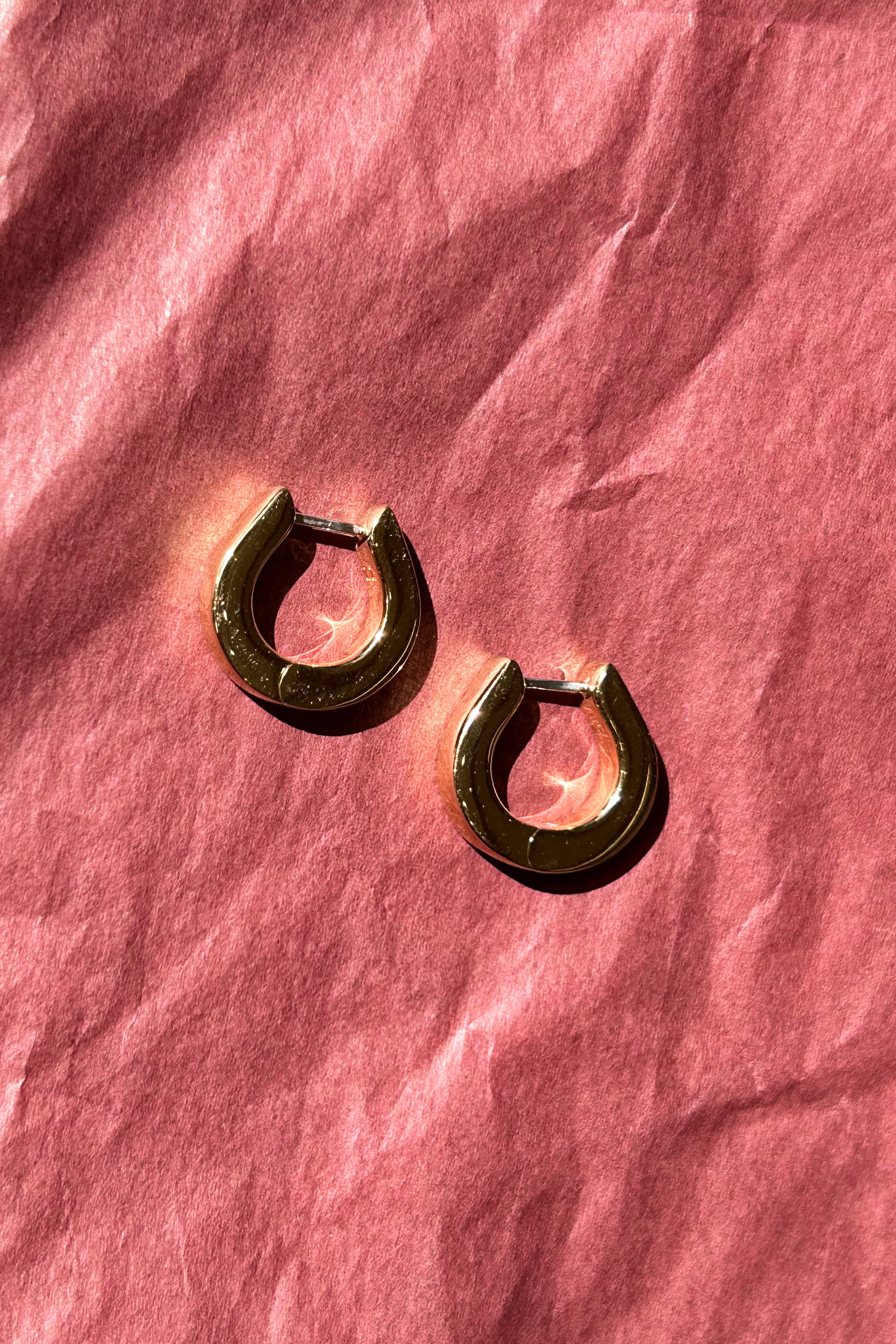 gold plated silver square hoop earrings