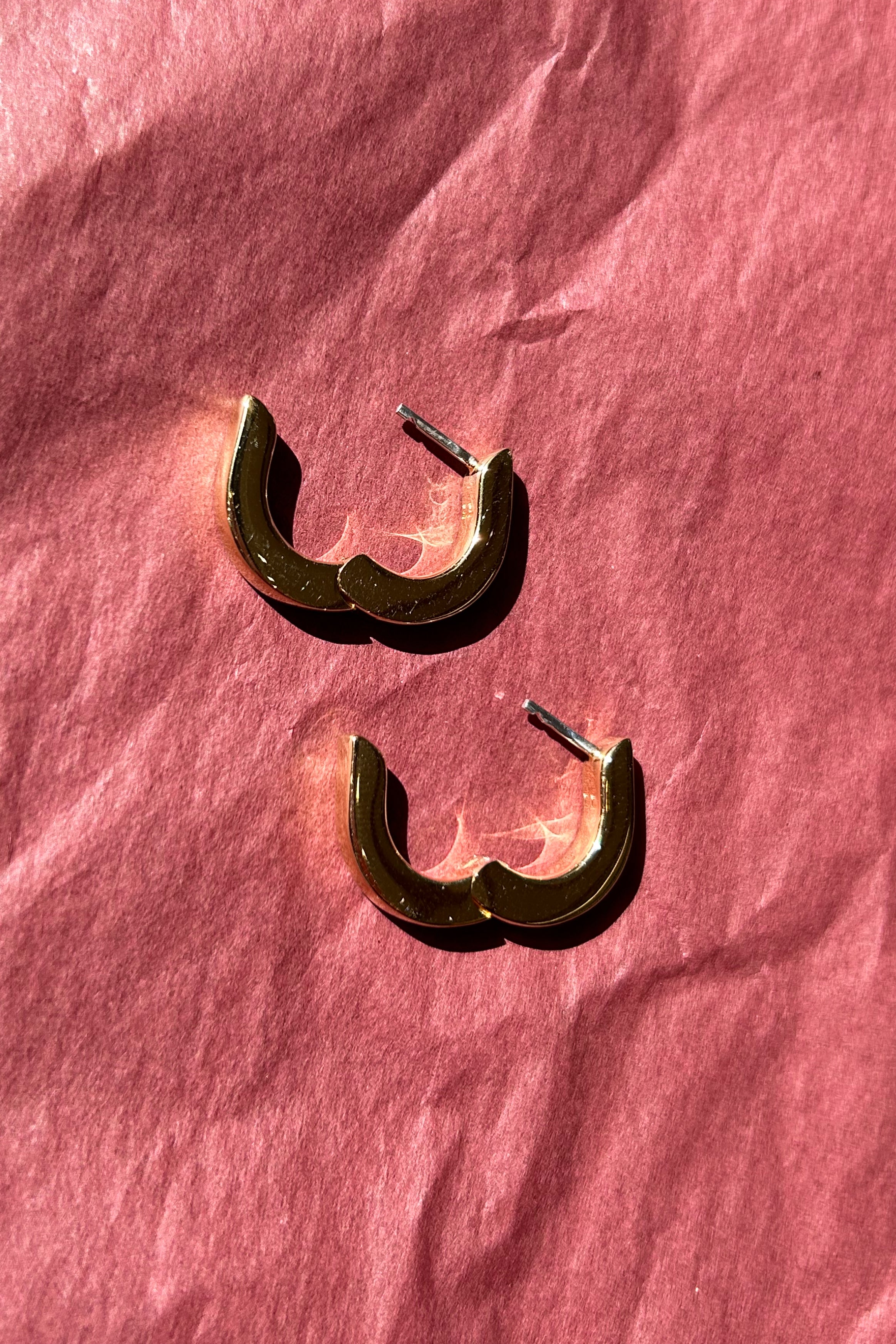 gold plated silver square hoop earrings