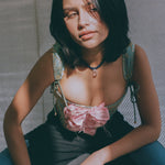 italian brocade pink silk bow romantic corset