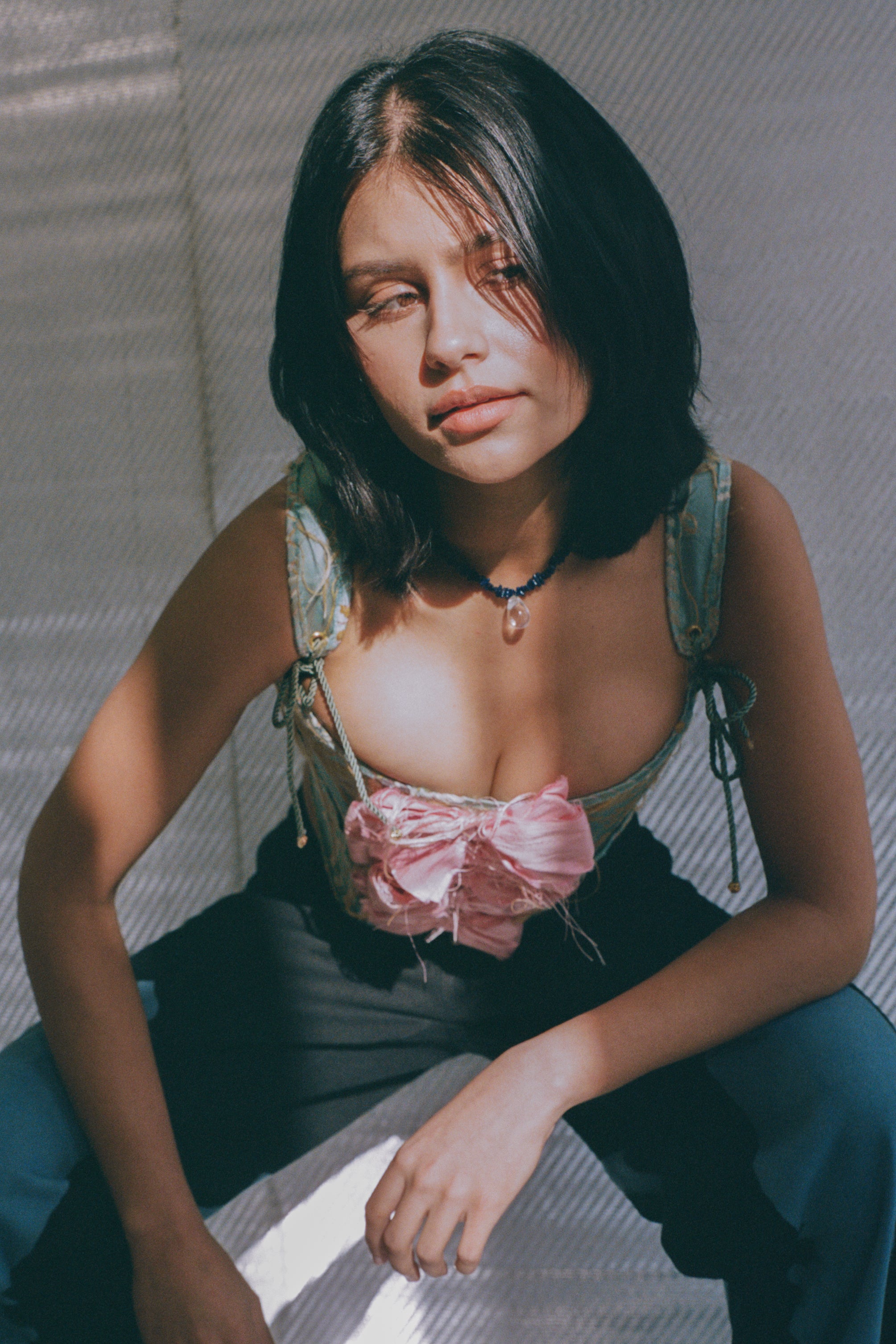 italian brocade pink silk bow romantic corset