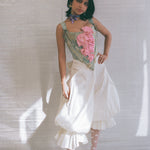 italian brocade pink silk bow romantic corset