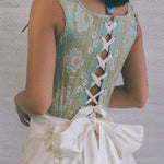 italian brocade pink silk bow romantic corset