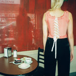 romantic pink red silk opera corset with bow