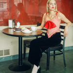 romantic pink red silk opera corset with bow