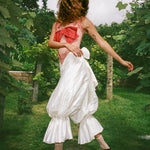 romantic pink red silk opera corset with bow