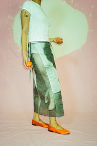 cotton maxi wrap skirt in grey graphic print