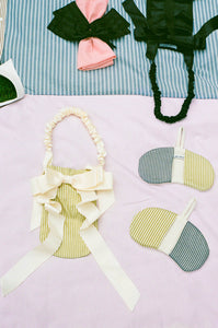 cotton poly cream pea baby baguette bow bag