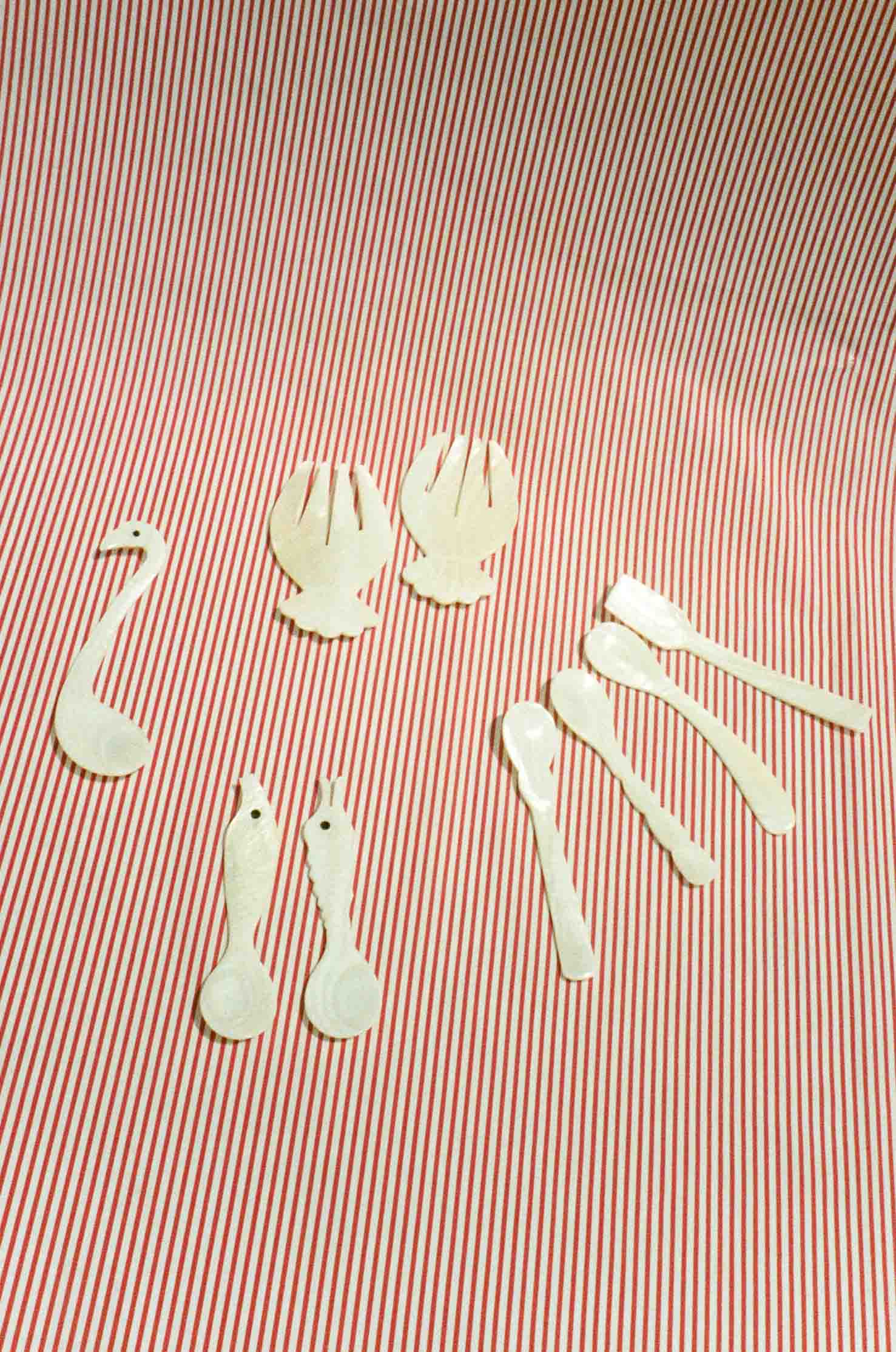 opulent hand carved mother of pearl spoon set