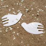 mother of pearl bird salad server utensils