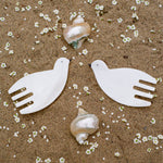 mother of pearl bird salad server utensils