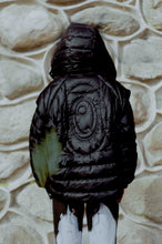 Load image into Gallery viewer, black nylon taffeta winged winter puffer coat