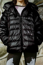 Load image into Gallery viewer, black nylon taffeta winged winter puffer coat