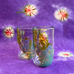 clear amber aqua dragon scale handblown glass tumbler