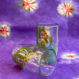 clear amber aqua dragon scale handblown glass tumbler