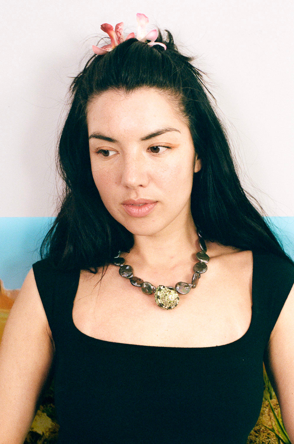 keshi pearl turban shell pendant choker necklace