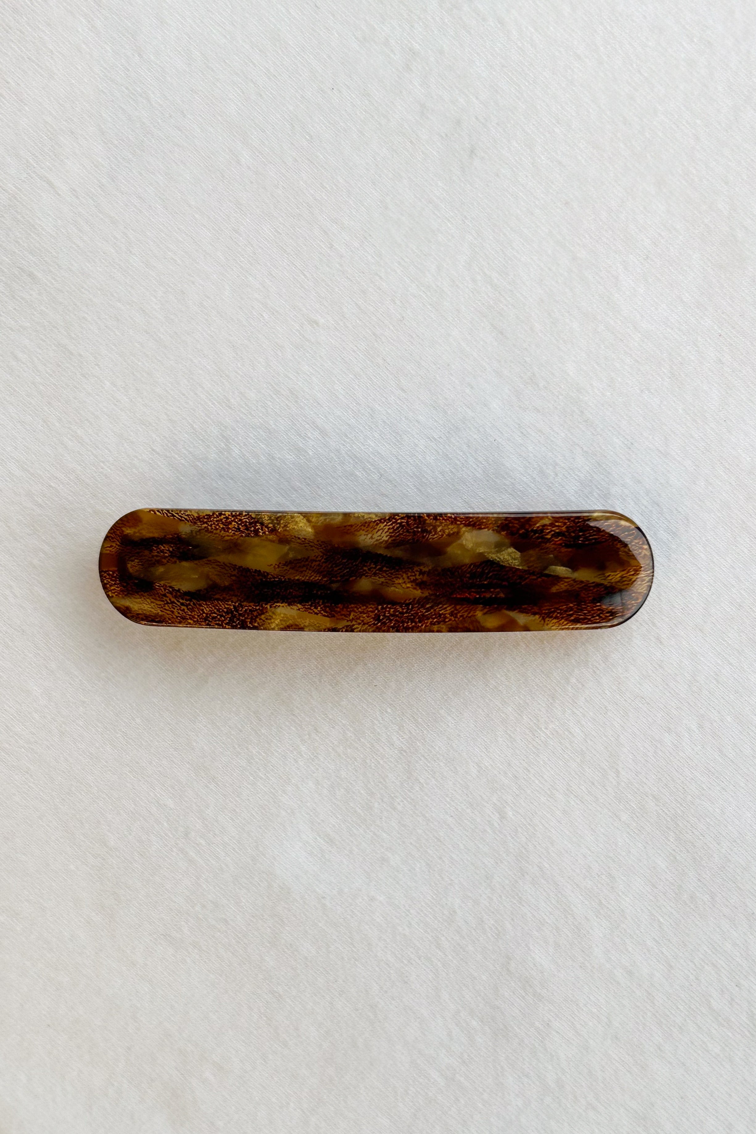 chocolate swirl resin cast skinny rectangular barette