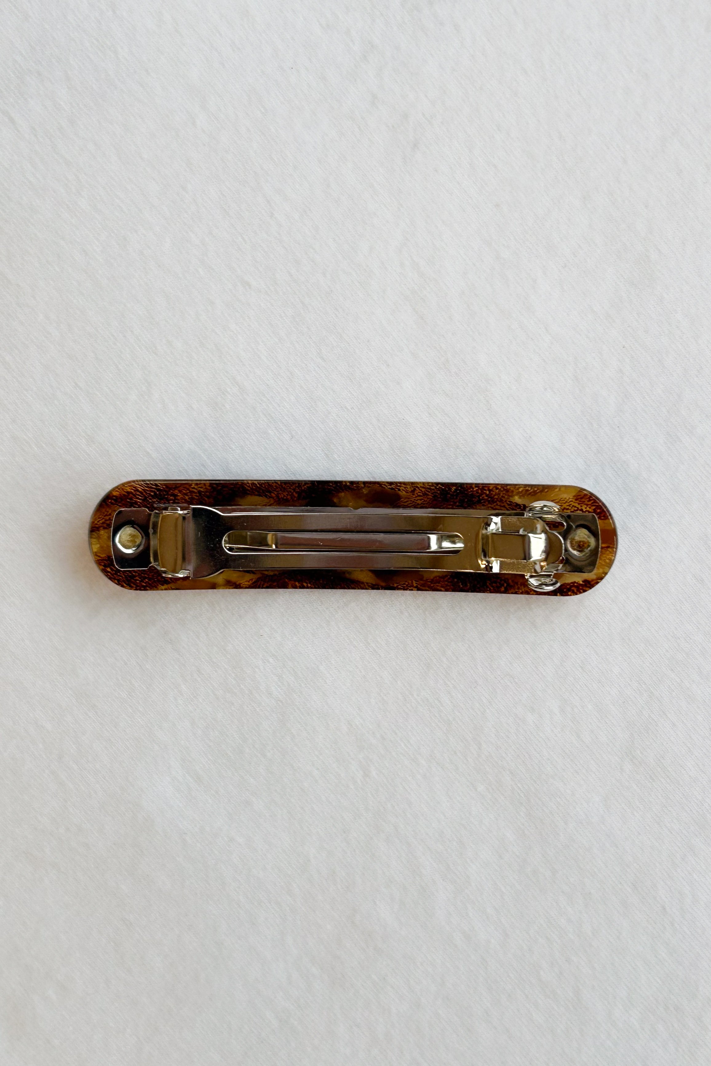 chocolate swirl resin cast skinny rectangular barette