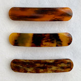 chocolate swirl resin cast skinny rectangular barette