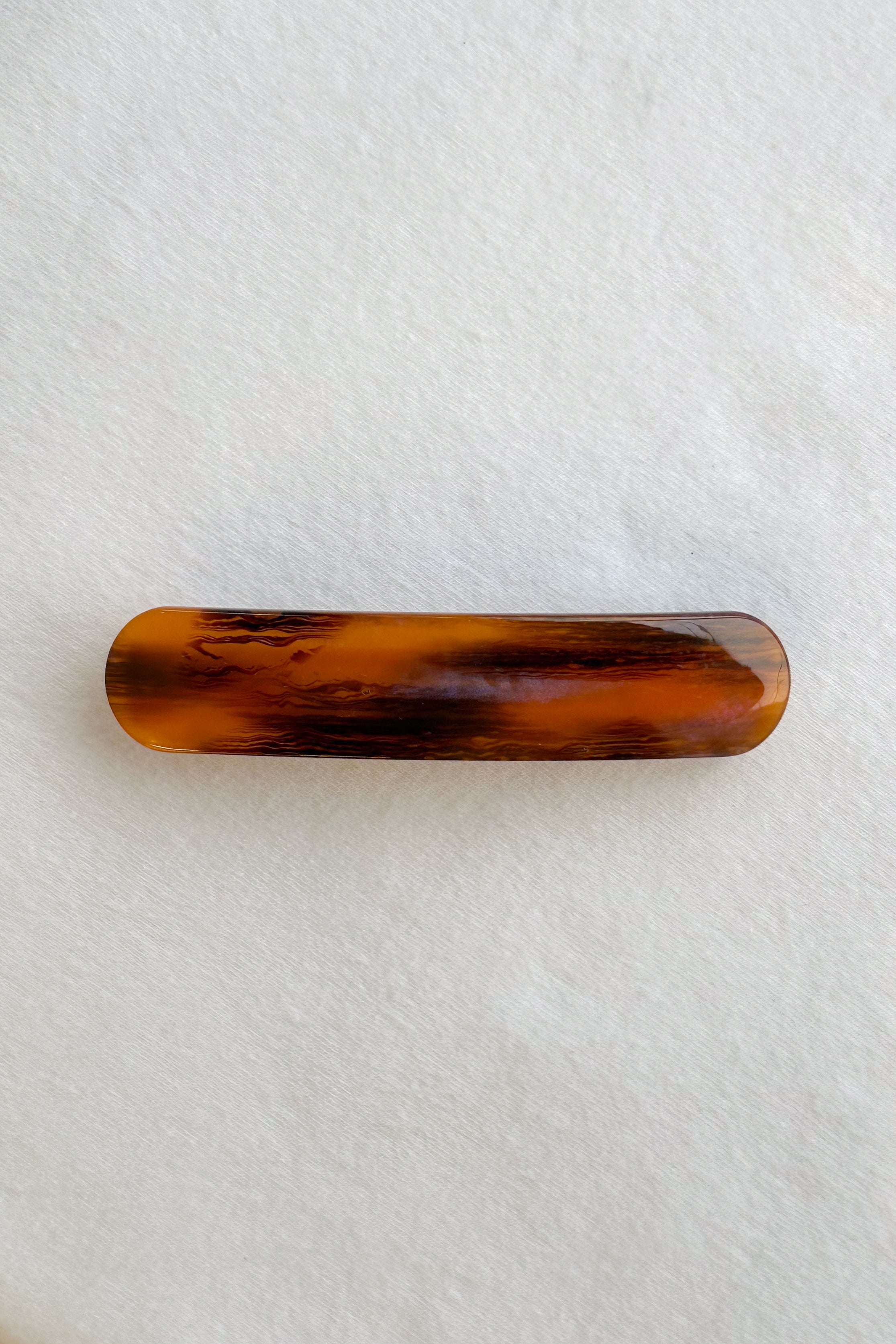 tiger stripe resin cast rectangular skinny barette