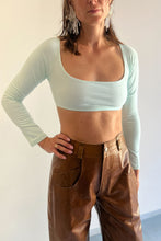 Load image into Gallery viewer, cotton long sleeve fitted crop top in mint