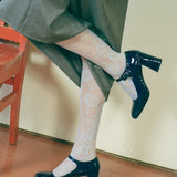 navy patent leather mary jane heel