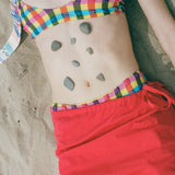 polyester polyamide elastane seersucker plaid bikini bottom