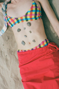 polyester polyamide elastane seersucker plaid bikini bottom